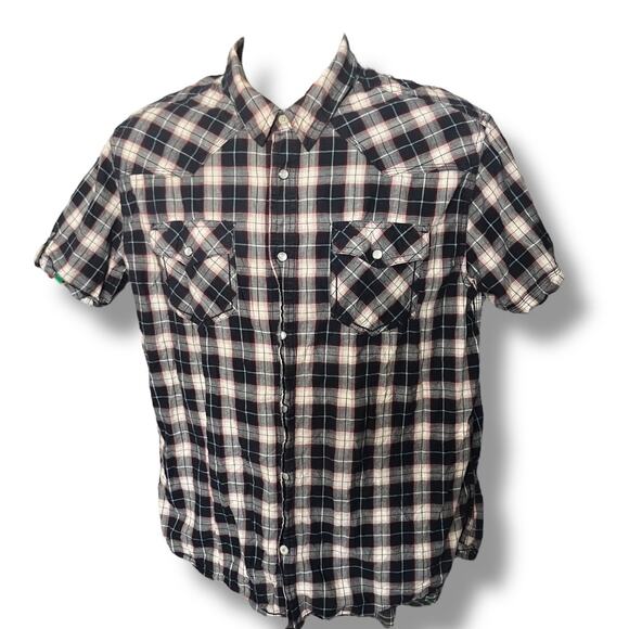 Urban Pipeline Plaid Western Short Sleeve Button Shirt Size Large - Picture 1 of 8